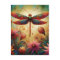 Whimsical Dragonfly Floral Abstract Art Teal Pink
