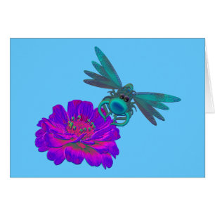 Whimsical Dragonfly On Flower Card