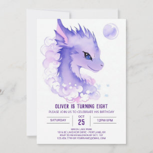 Whimsical Dragon's Enchanted Birthday Invitation