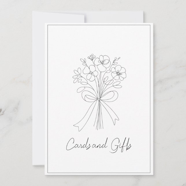 whimsical drawn bow & flower cards and gifts sign  (Front)