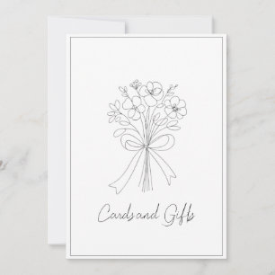 whimsical drawn bow & flower cards and gifts sign