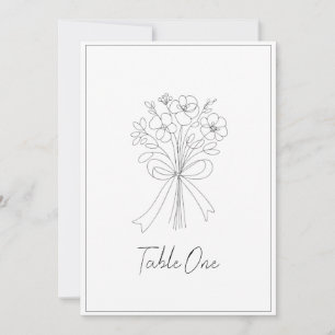 whimsical drawn bow & flower wedding table number