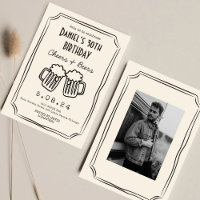 Whimsical drawn Funky Cheers Beers 30 th Birthday