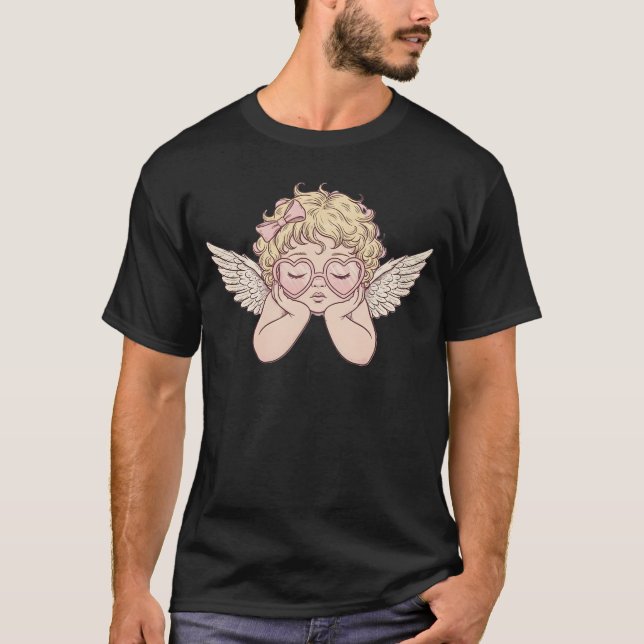 Whimsical Dreamscape Cherub with Hear T-Shirt (Front)
