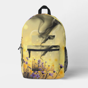 Whimsical Dreamscape Floral Backpack – Purple Flow