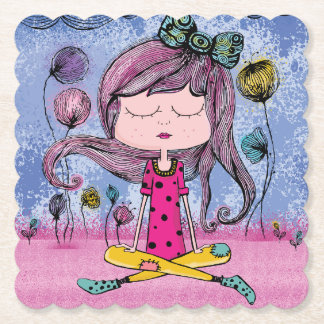 Whimsical dreamy landscape paper coaster