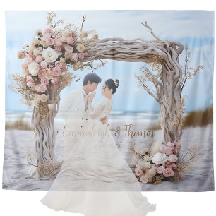 Whimsical Driftwood Romance Square Frame Tapestry