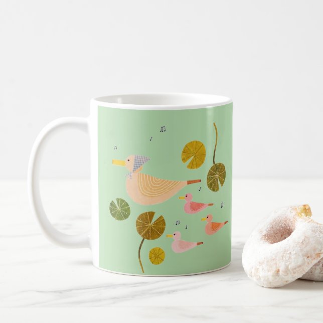Whimsical Duck Family Kind Ones Gentle Harmony Mug (With Donut)
