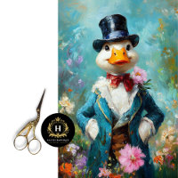 Whimsical Duck in Blue Bonnet Decoupage