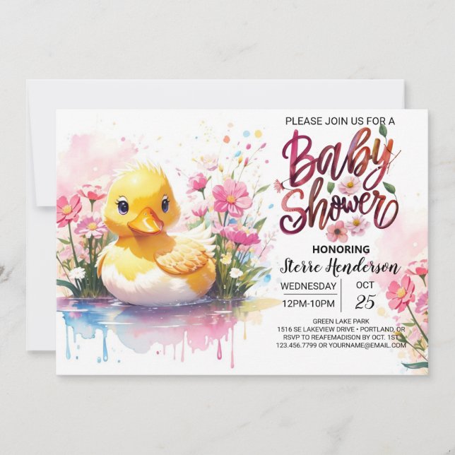Whimsical Duckling Baby Bliss Shower Invitation (Front)