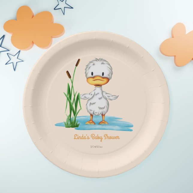 Whimsical Duckling Baby Shower Paper Plate (Creator Uploaded)