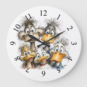 Whimsical ducks large clock