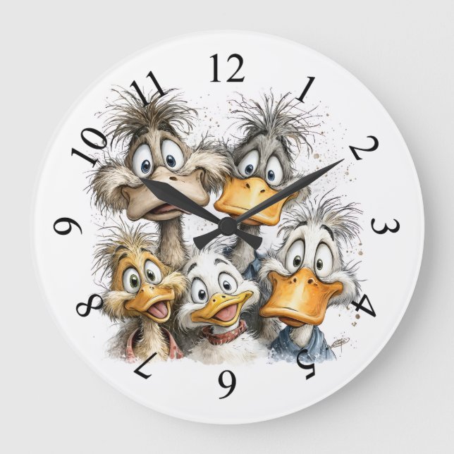 Whimsical ducks large clock (Front)