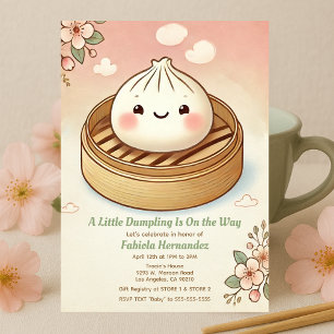 Whimsical Dumpling Baby Shower with Steam Florals Invitation