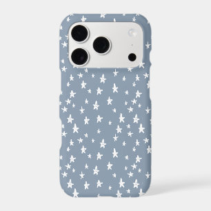 Whimsical Dusty Blue and White Hand-Drawn Stars