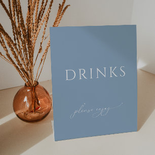 Whimsical Dusty Blue Baby Shower Drinks Pedestal Sign