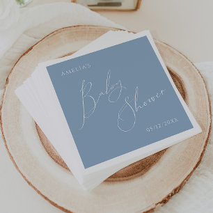 Whimsical Dusty Blue Baby Shower Napkins