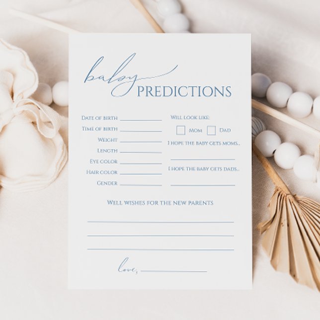 Whimsical Dusty Blue Baby Shower Predictions Card (Creator Uploaded)