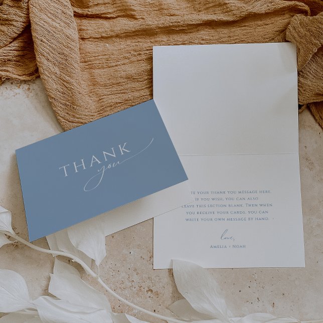 Whimsical Dusty Blue Folded Baby Shower Thank You Card (Creator Uploaded)