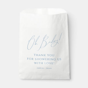 Whimsical Dusty Blue Oh Baby Shower Thank You Favour Bags