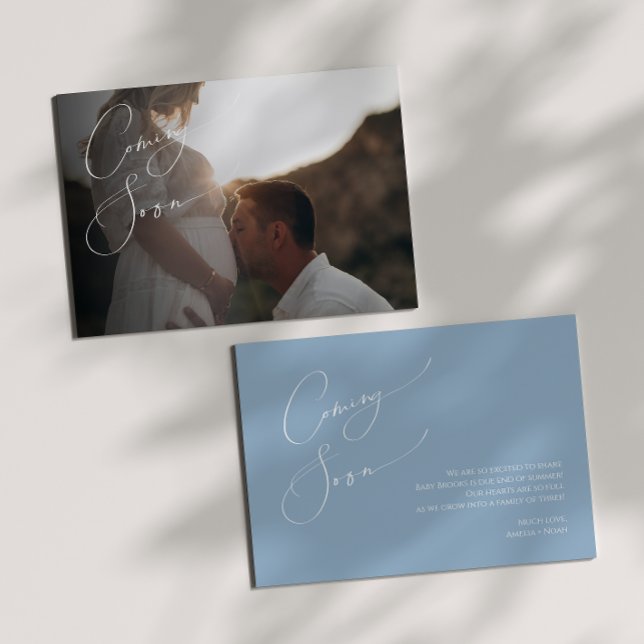 Whimsical Dusty Blue Pregnancy Announcement (Creator Uploaded)