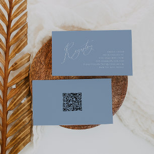 Whimsical Dusty Blue QR Code Baby Registry Enclosure Card
