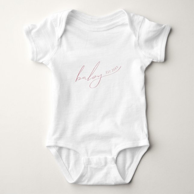 Whimsical Dusty Rose Baby Est Bodysuit (Front)