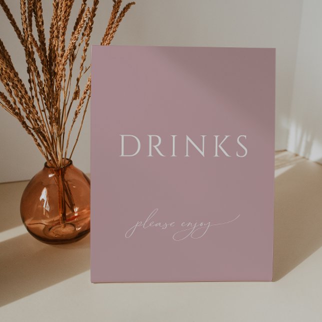 Whimsical Dusty Rose Baby Shower Drinks Pedestal Sign (Creator Uploaded)