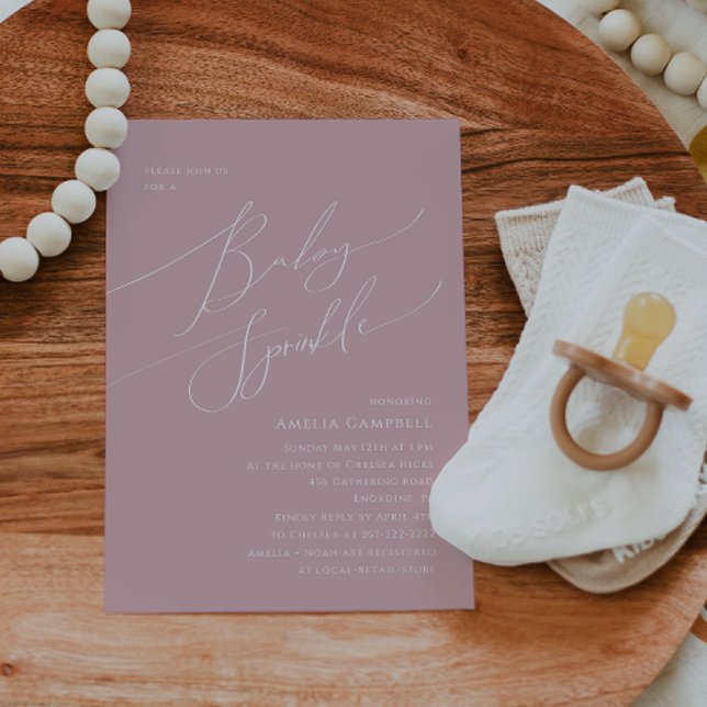 Whimsical Dusty Rose Baby Sprinkle Invitation (Creator Uploaded)