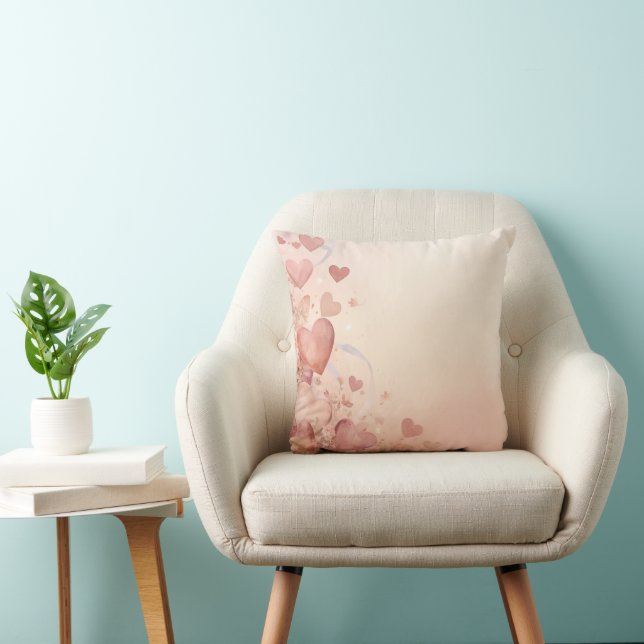 Whimsical Dusty Rose Heart Cascade Abstract Cushion (Chair)