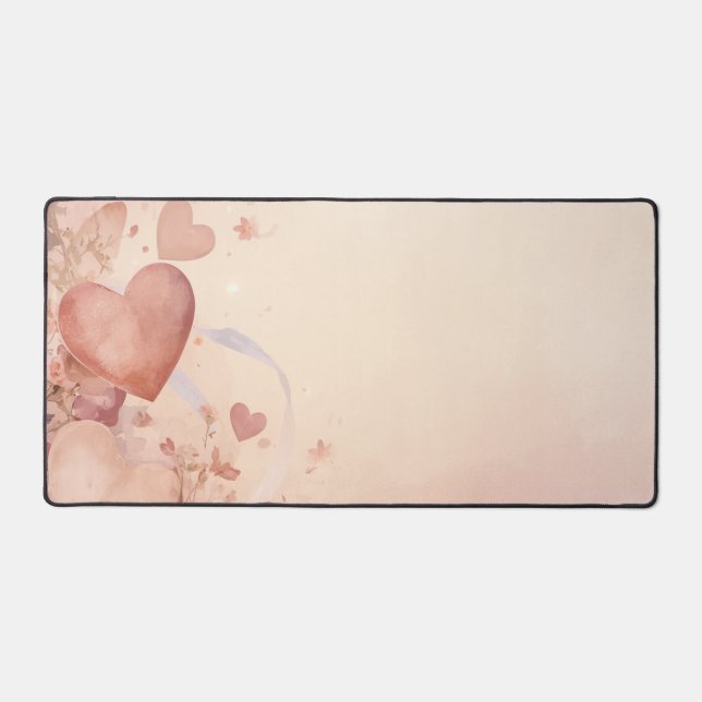 Whimsical Dusty Rose Heart Cascade Abstract Desk Mat (Front)