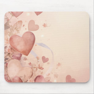 Whimsical Dusty Rose Heart Cascade Abstract Mouse Mat