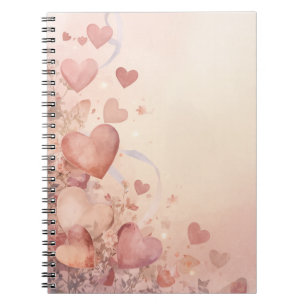 Whimsical Dusty Rose Heart Cascade Abstract Notebook