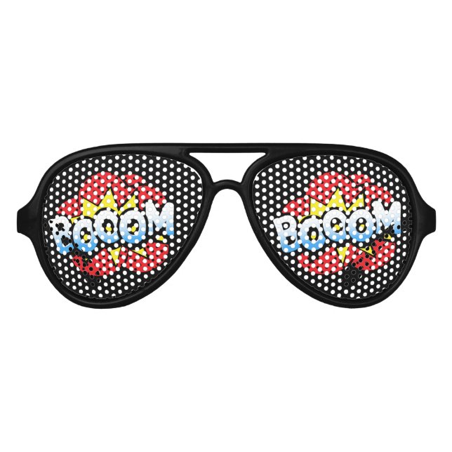 Whimsical dynamic street art Graffiti art pattern Aviator Sunglasses (Front)