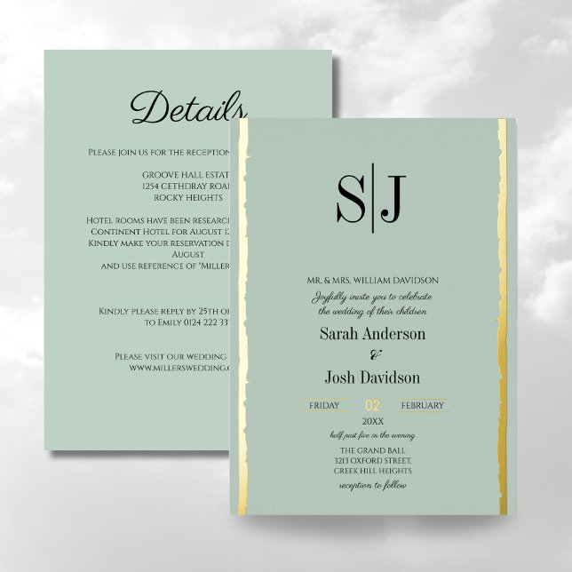 Whimsical Earth Tone Blue Gold Monogram Wedding (Creator Uploaded)