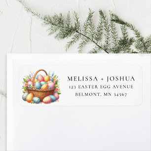Whimsical Easter Basket Eggs Return Address Label