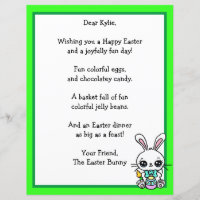 Whimsical Easter Bunny and Poem Kid's Letter Game