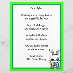 Whimsical Easter Bunny and Poem Kid's Letter Game