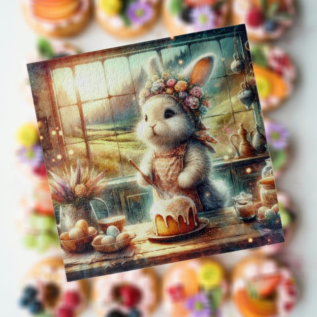 Whimsical Easter Bunny Baker Country Kitchen  Jigsaw Puzzle (Creator Uploaded)