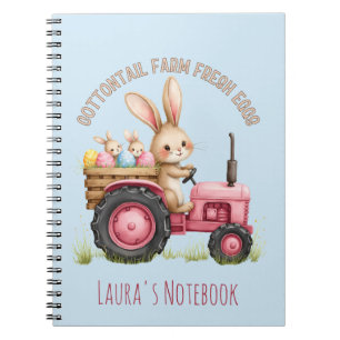 Whimsical Easter Bunny Farm Vintage Tractor Notebook