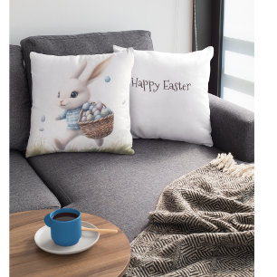 Whimsical Easter Bunny Nursery Pillow   Kids 