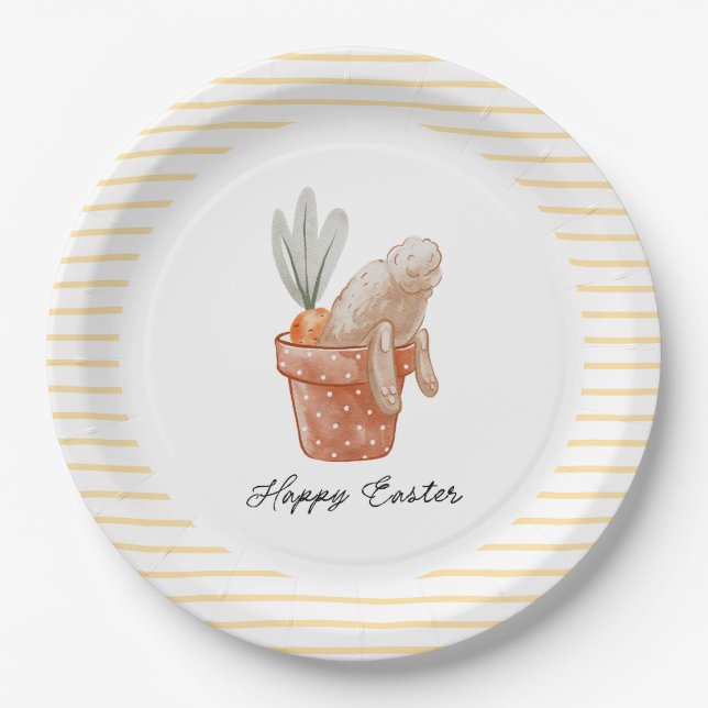 Whimsical Easter Bunny Paper Plate (Front)