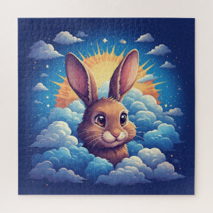 Whimsical Easter Bunny Surrounded By Clouds Jigsaw Puzzle