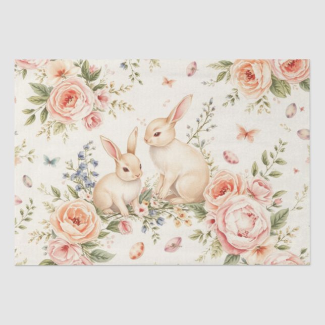 Whimsical Easter Bunny Watercolor Tissue Paper (Front)