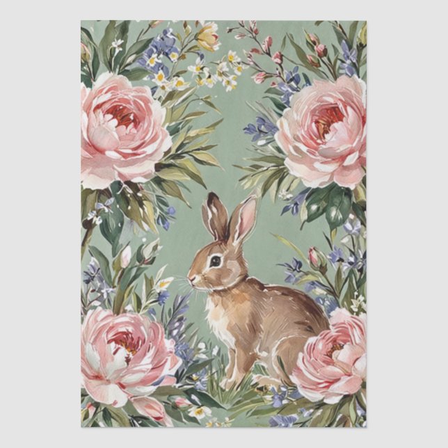 Whimsical Easter Bunny Watercolor Tissue Paper (Front)