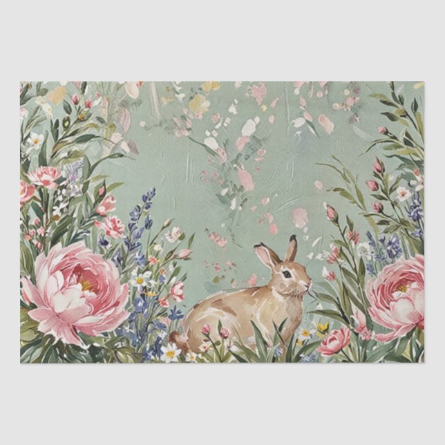 Whimsical Easter Bunny Watercolor Tissue Paper (Front)