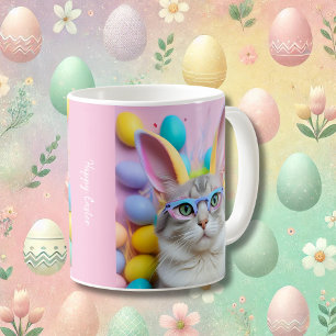 Whimsical Easter Cat with Bunny Ears Coffee Mug