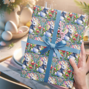Whimsical Easter Colourful Stained Glass Bunny Wrapping Paper