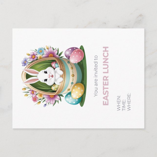 Whimsical Easter Egg Hunt: Bunny Invitation Postcard (Front)