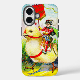 Whimsical Easter Greetings: Rider on Giant Chick iPhone 16 Case